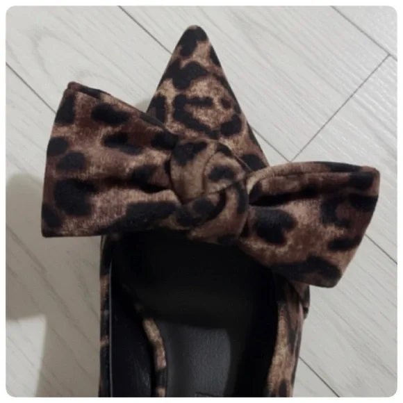 ANTONIO MELANI LENORE VELVET LEOPARD BOW SLINGBACK PUMPS SIZE 7 1/2 - Picture 13 of 16